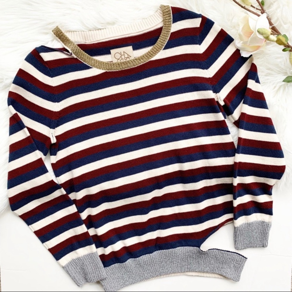 Chaser Deconstructed Striped Sweater Size M